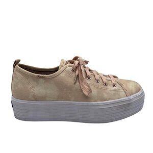 Keds Platform Shoes Womens Size 8.5 Blush Pink Canvas Lace Up Sneakers Ballerina